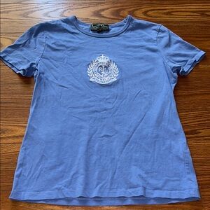 Vintage LRL Lauren Ralph Lauren‎ Short Sleeve T-Shirt Blue Center Logo Women's M